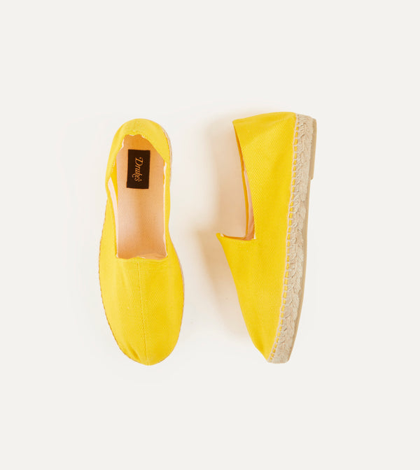 Drake's Yellow Herringbone Cotton Espadrilles
