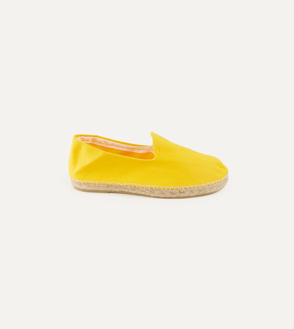 Drake's Yellow Herringbone Cotton Espadrilles