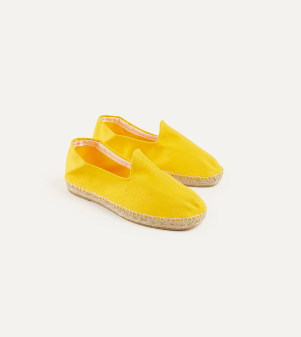 drake's Yellow Herringbone Cotton Espadrilles