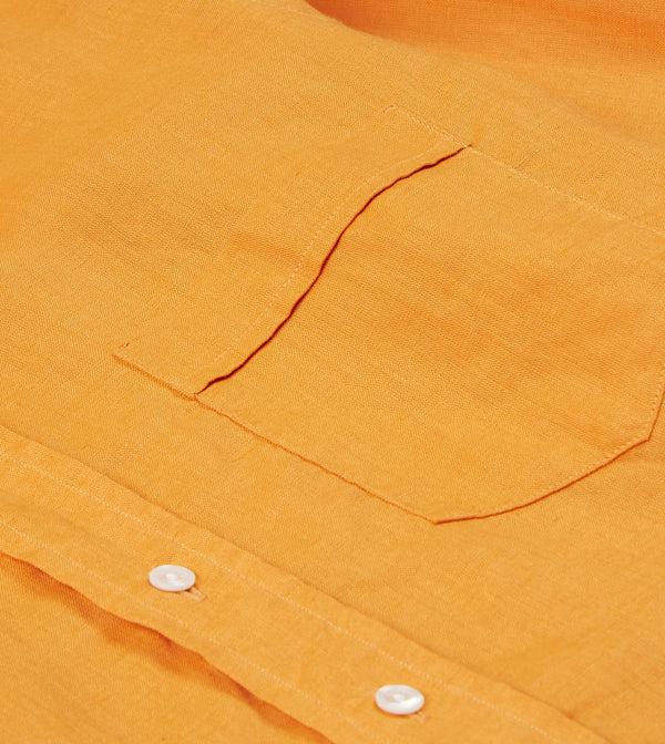 Drake's Yellow Linen Spread Collar Shirt