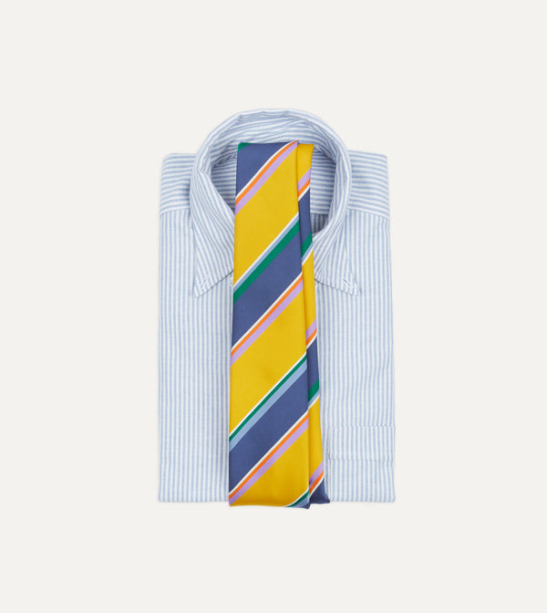 Drake's Yellow Multi Stripe Silk Tipped Tie
