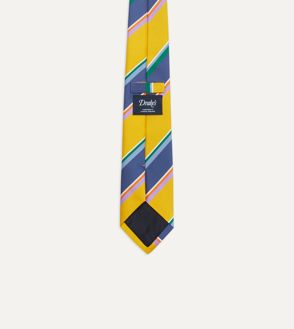 Drake's Yellow Multi Stripe Silk Tipped Tie