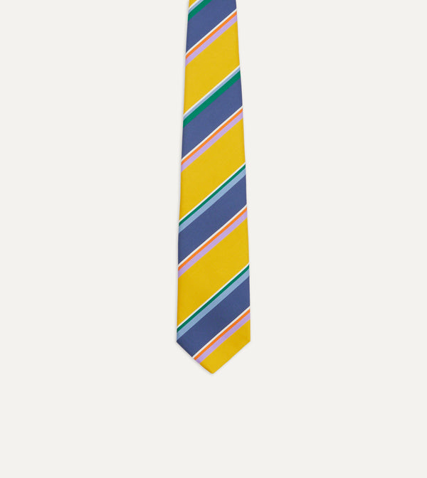 Drake's Yellow Multi Stripe Silk Tipped Tie