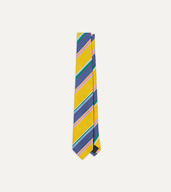 drake's Yellow Multi Stripe Silk Tipped Tie
