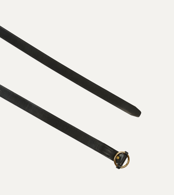 Drake's Yuketen Black Ring Leather Belt