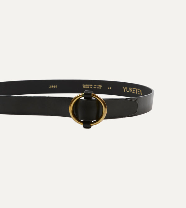 Drake's Yuketen Black Ring Leather Belt