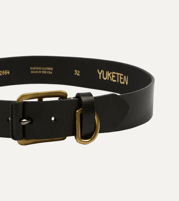 Drake's Yuketen Black Stitched D-Ring Belt
