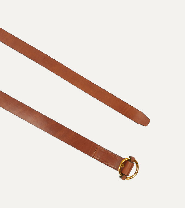 Drake's Yuketen Brown Ring Leather Belt