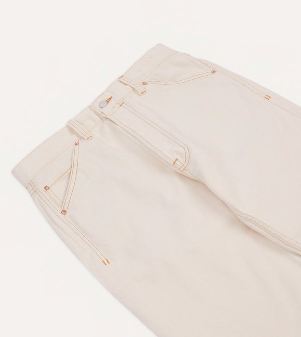 Drake's Ecru 12.7oz Selvedge Denim Contrast Stitch Five-Pocket Jeans