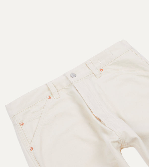 Drake's Ecru 12.7oz Selvedge Denim Tonal Stitch Five-Pocket Jeans