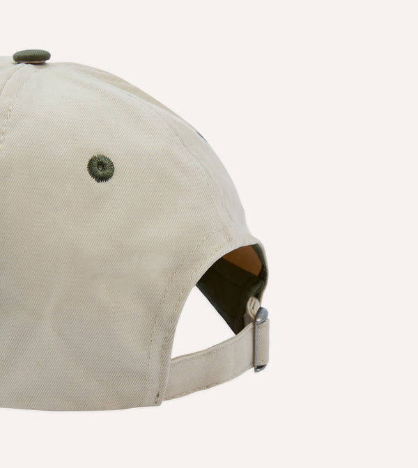 Drake's Ecru And Green Kantha Suns Emblem Cotton Baseball Cap