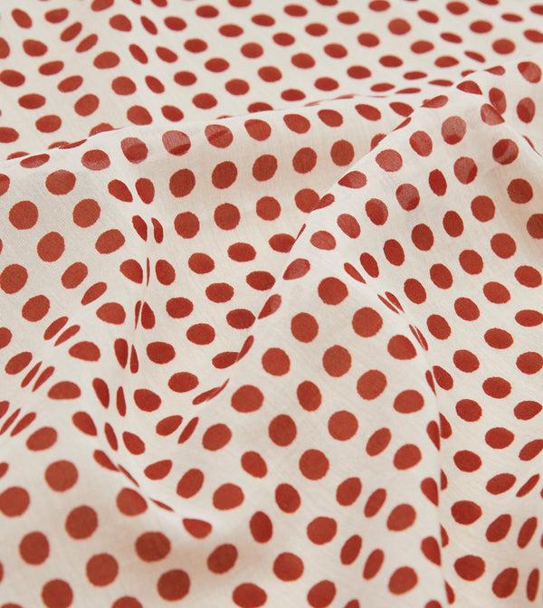 Drake's Ecru And Red Spots Print Silk-Cotton Bandana