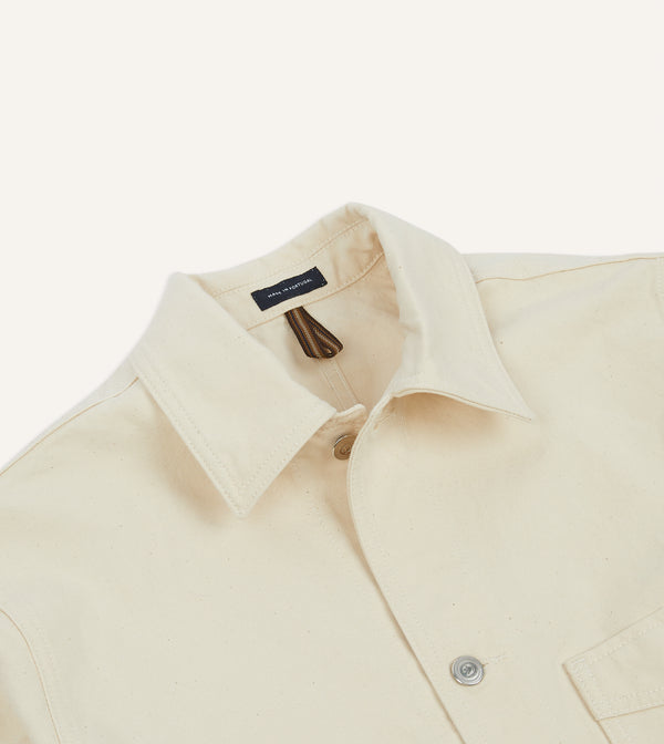 Drake's Ecru Cotton Duck Canvas Five-Pocket Chore Jacket