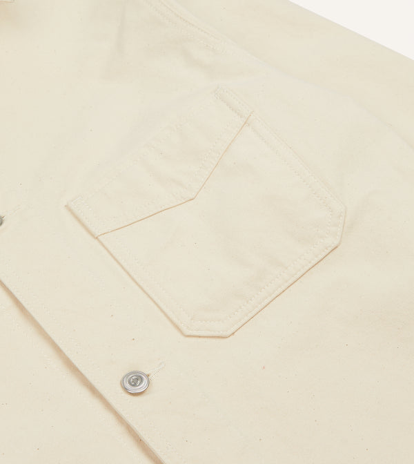 Drake's Ecru Cotton Duck Canvas Five-Pocket Chore Jacket
