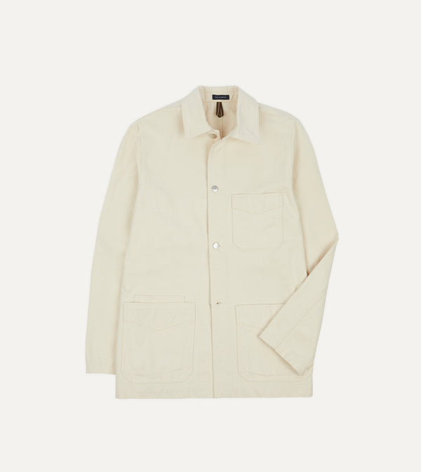 drake's Ecru Cotton Duck Canvas Five-Pocket Chore Jacket