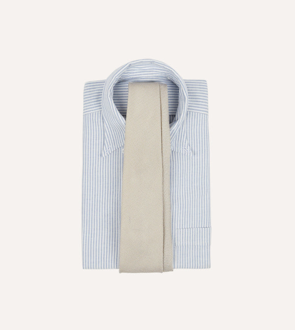 Drake's Ecru Fine Woven Grenadine Silk Hand Rolled Tie