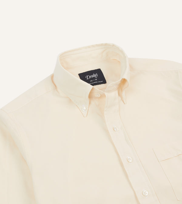 Drake's Ecru Pinpoint Oxford Cotton Cloth Button-Down Shirt