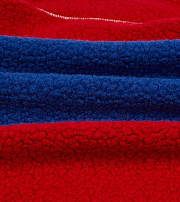 Drake's Ecru Red And Blue Boucle Wool Zip Fleece Jacket