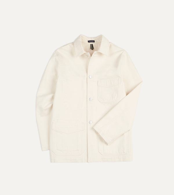 drake's Ecru Selvedge Denim Five-Pocket Chore Jacket