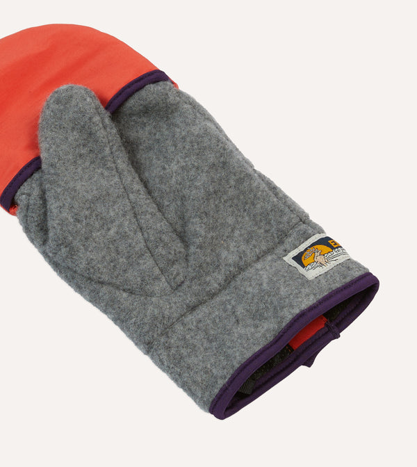 Drake's Elmer Grey And Orange Eco Cover Fleece Mitten