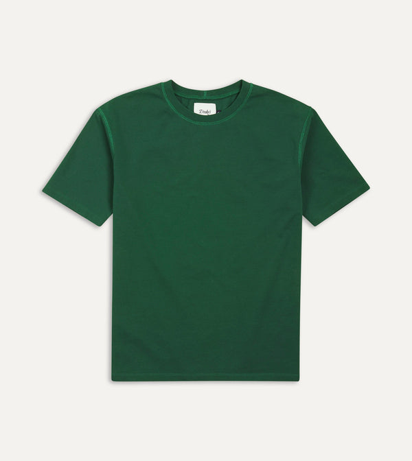 drake's Forest Green Cotton Crew Neck Hiking T-Shirt
