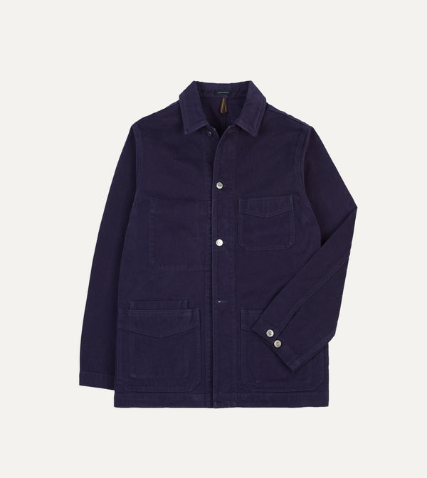 drake's French Blue Heavy Twill Cotton Five-Pocket Chore Jacket