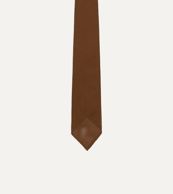 Drake's Gold Fine Woven Grenadine Silk Hand Rolled Tie