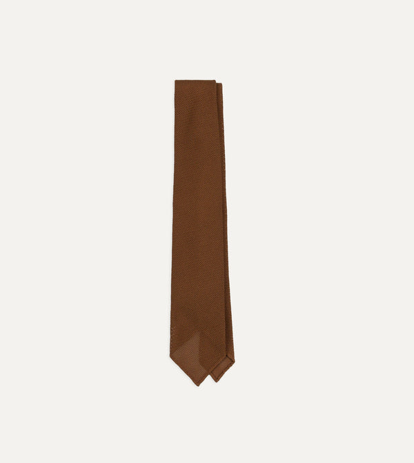 drake's Gold Fine Woven Grenadine Silk Hand Rolled Tie