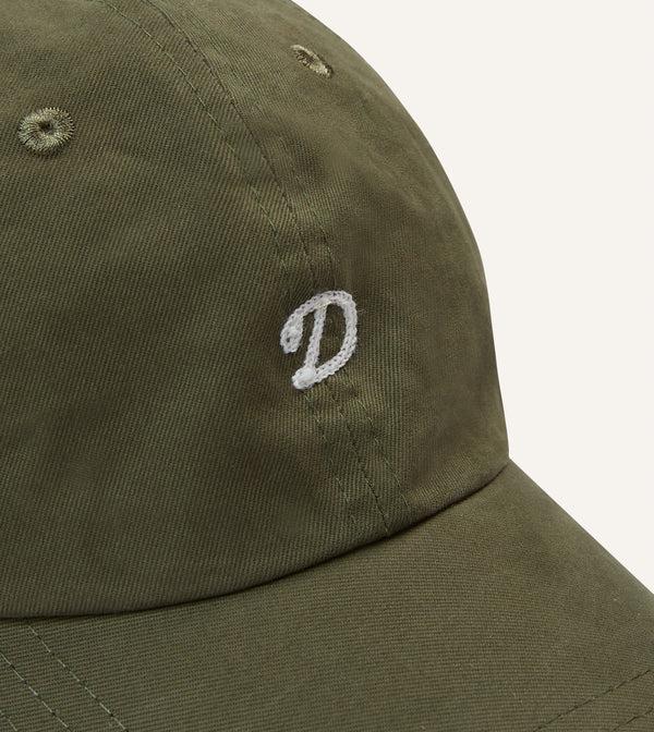 Drake's Green Chainstitch 'D' Cotton Twill Baseball Cap