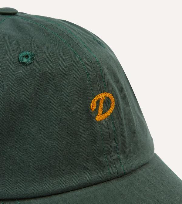 Drake's Green Chainstitch 'D' Waxed Herringbone Cotton Baseball Cap