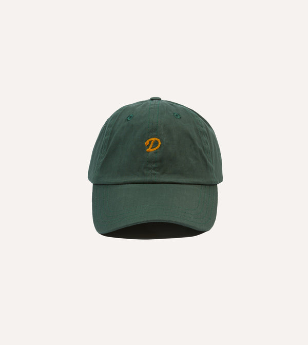 drake's Green Chainstitch 'D' Waxed Herringbone Cotton Baseball Cap