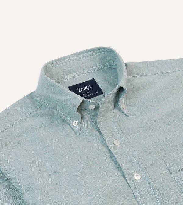 Drake's Green Cotton Oxford Cloth Button-Down Shirt