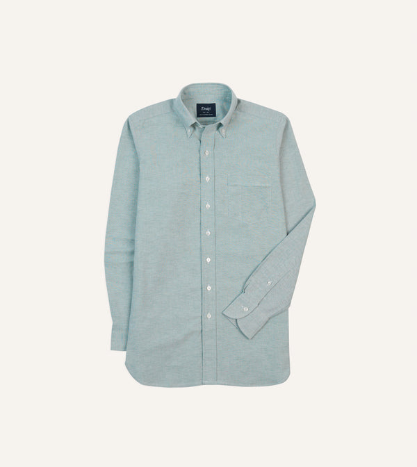 drake's Green Cotton Oxford Cloth Button-Down Shirt