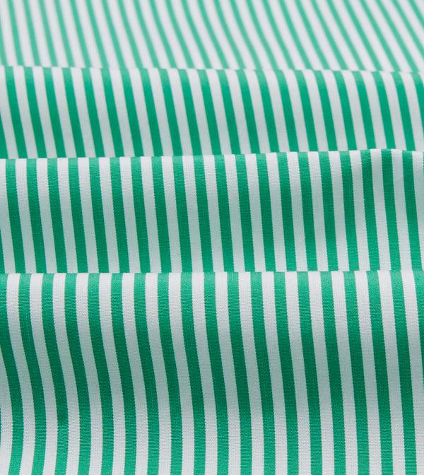 Drake's Green Narrow Stripe Cotton Poplin Button-Down Shirt