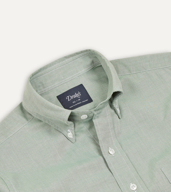 Drake's Green Pinpoint Oxford Cotton Cloth Button-Down Shirt
