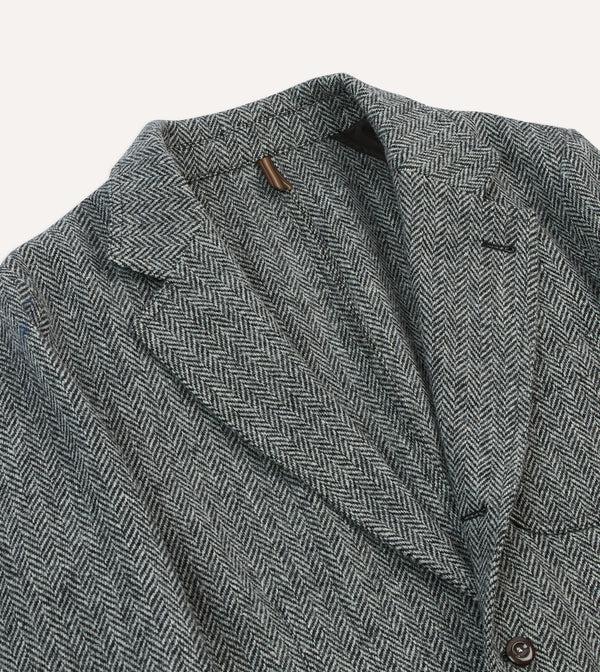 Drake's Grey Herringbone Harris Tweed Games Blazer Mk. VII