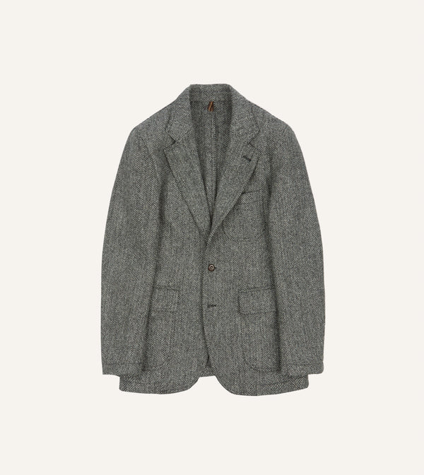 drake's Grey Herringbone Harris Tweed Games Blazer Mk. VII