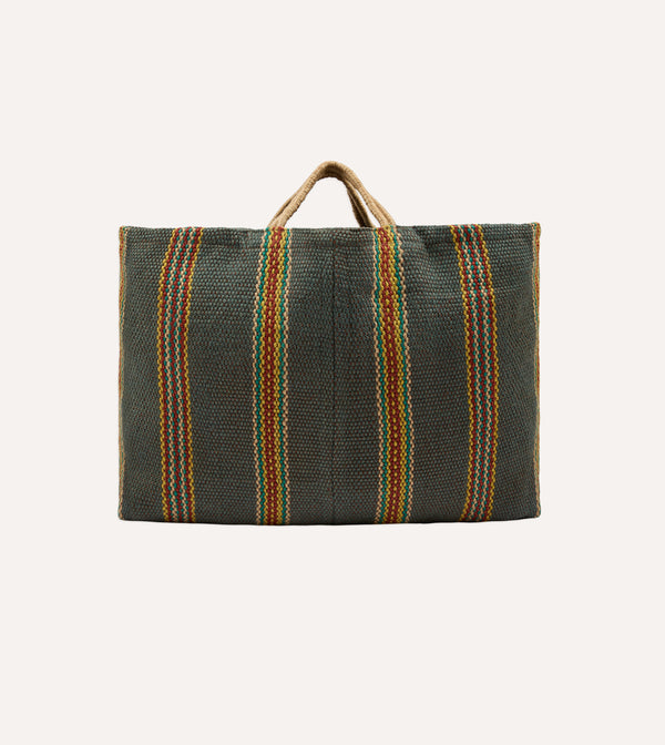 drake's Grey Maison Bengal Extra Large Jute Poresh Tote Bag