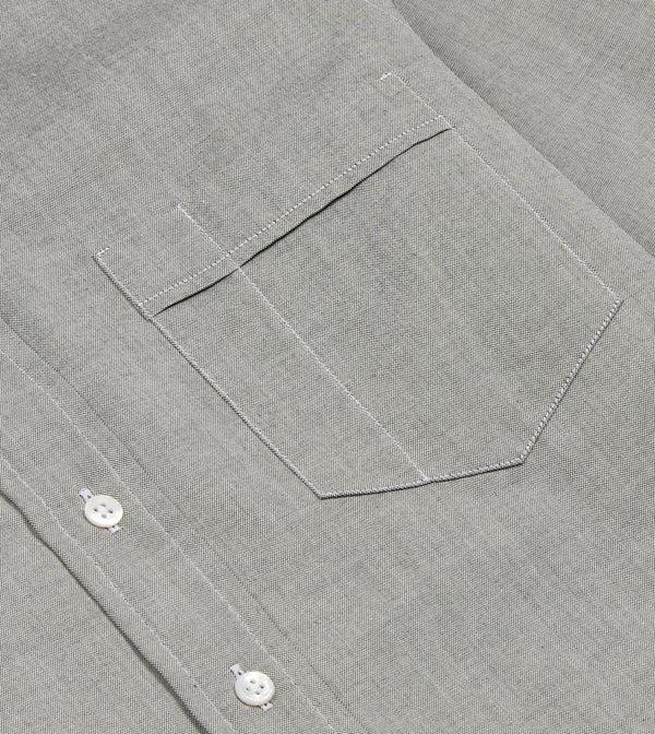 Drake's Grey Pinpoint Oxford Cotton Cloth Button-Down Shirt