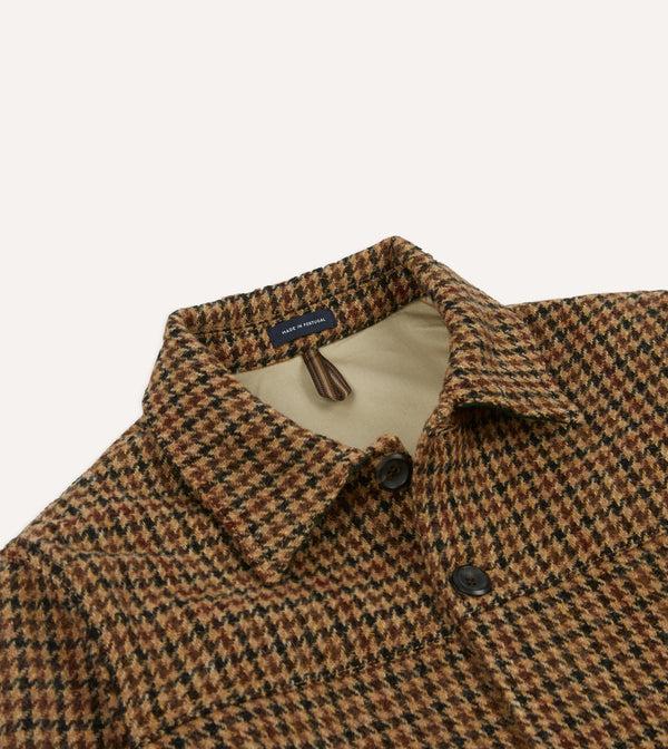 Drake's Houndstooth Check Harris Tweed Donkey Jacket