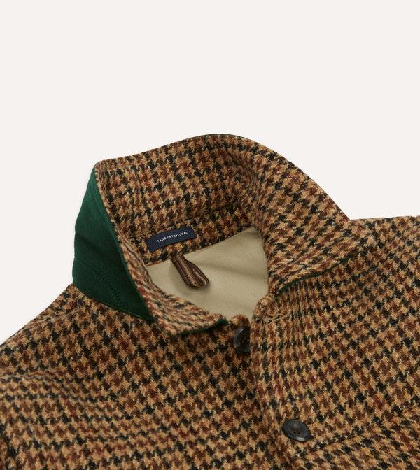 Drake's Houndstooth Check Harris Tweed Donkey Jacket