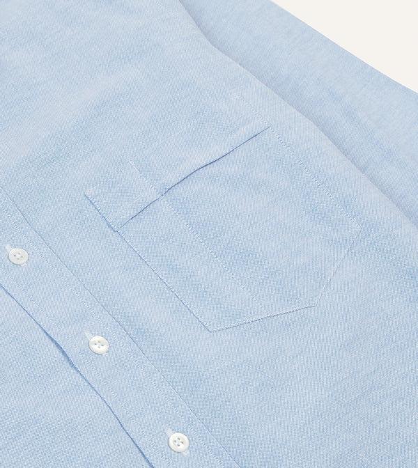 Drake's Ice Blue Cotton Oxford Cloth Button-Down Shirt