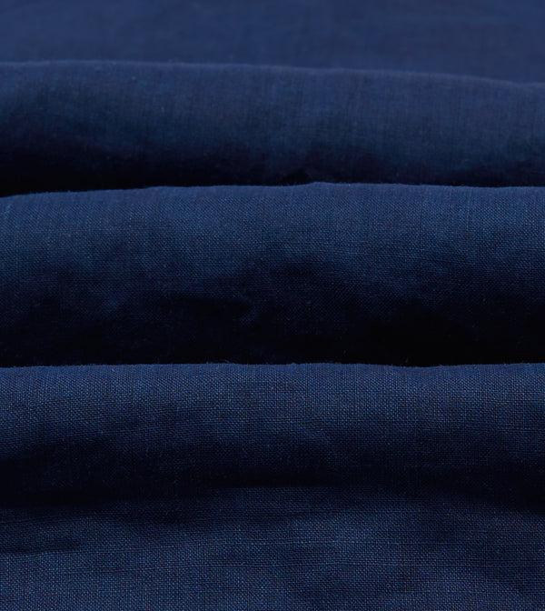 Drake's Indigo Ramie Camp Collar Short Sleeve Shirt