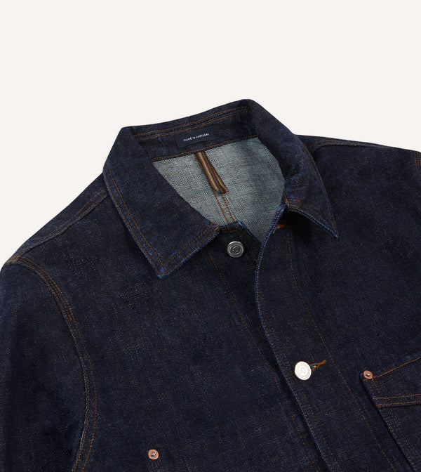 Drake's Indigo Rinse Denim Five-Pocket Chore Jacket
