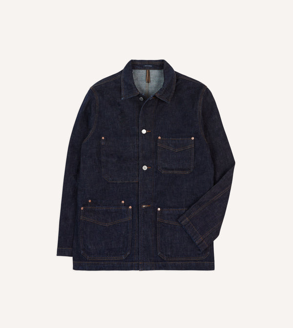 drake's Indigo Rinse Denim Five-Pocket Chore Jacket