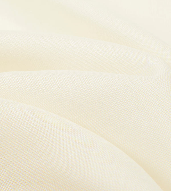 Drake's Ivory And Burgundy Shoestring Border Silk Pocket Square