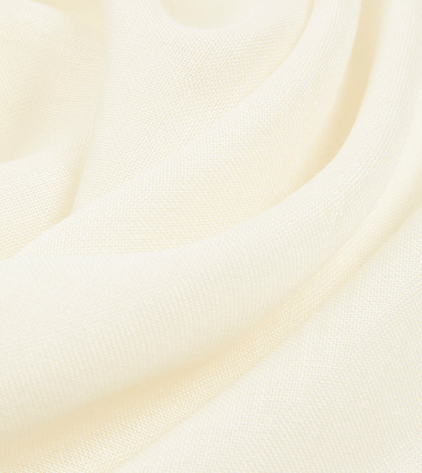 Drake's Ivory And Navy Shoestring Border Silk Pocket Square