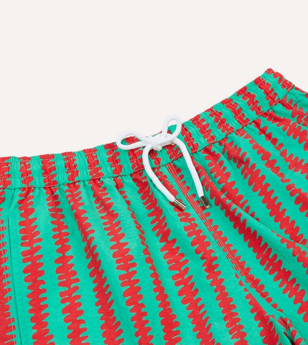 Drake's Kelim Stripe Print Nylon Drawstring Swim Shorts