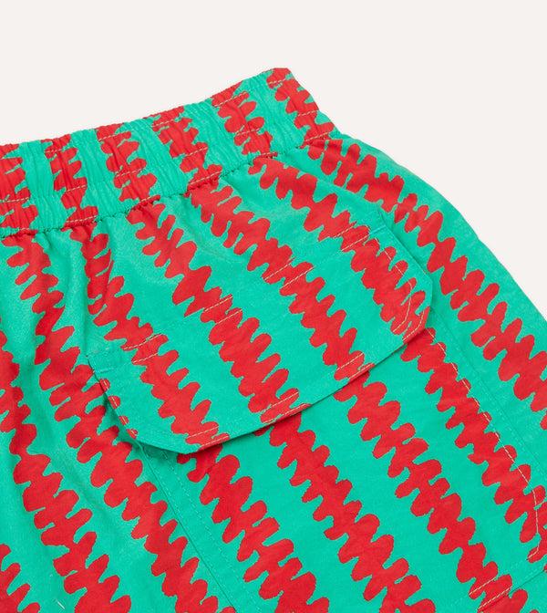 Drake's Kelim Stripe Print Nylon Drawstring Swim Shorts