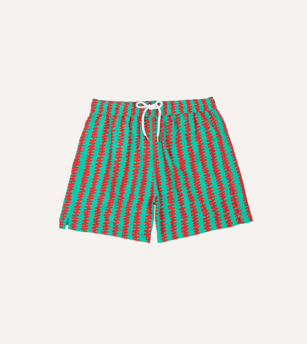 drake's Kelim Stripe Print Nylon Drawstring Swim Shorts